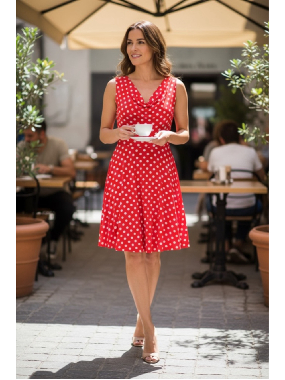 Red Enfocus Studio Dress with polka Dots euc size 12